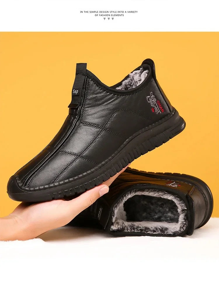 Winter men's boots are warm waterproof non slip thick walking boots, and oversized work shoes for men aged 38-48 platform boots