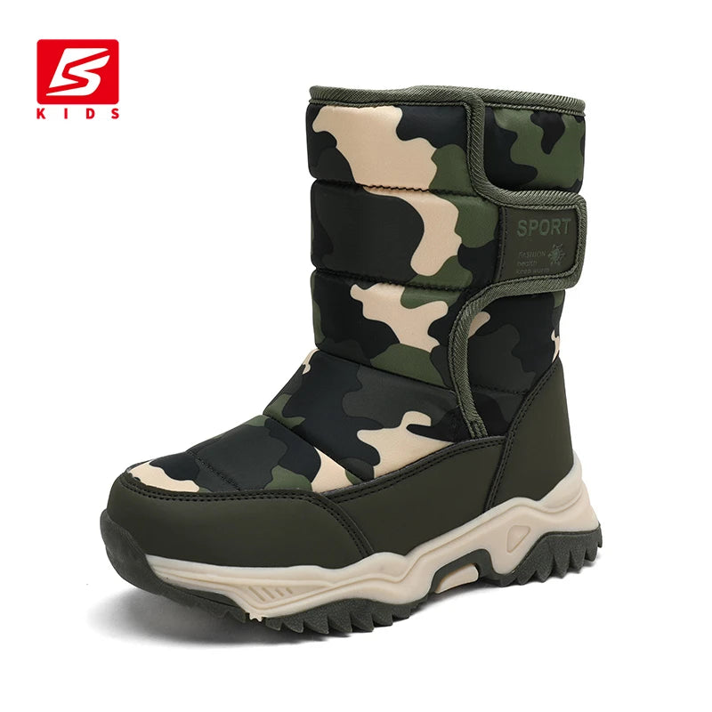 Baasploa Children Snow Boots Winter Plush Warm Ankle Boots For Boys Girls New Fashion Waterproof Cotton Shoes Non-Slip Outdoor