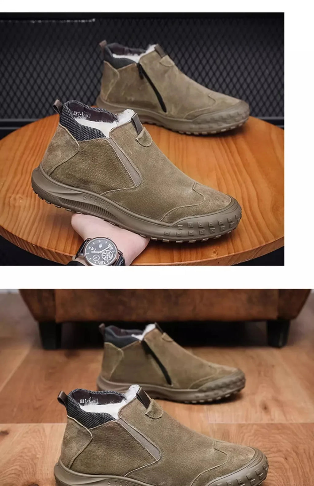 Winter Suede Snow Boots, Velvet Anti-slip Outdoor Shoes, Fashionable Warm Shoes, Casual and Comfortable Men's Shoes,Casual Shoes