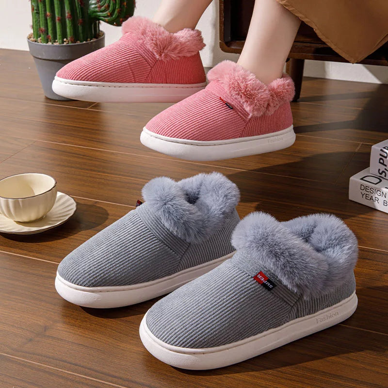 Winter Women Shoes Casual House Shoes for Men 2025 Outdoor Warm Cotton Shoes for Women Indoor Plush Padded Slippers Female