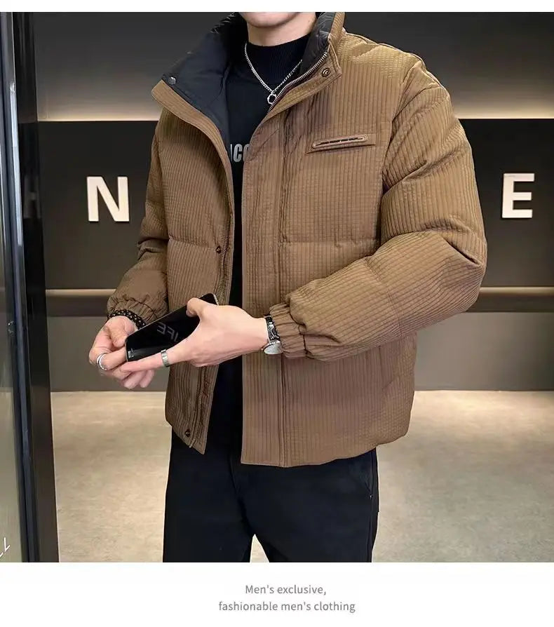 Winter New Shorts high-end White Duck Down Jacket Men Waterproof Casual Outdoor Portable Lightweight Plaid Male Padded Coats