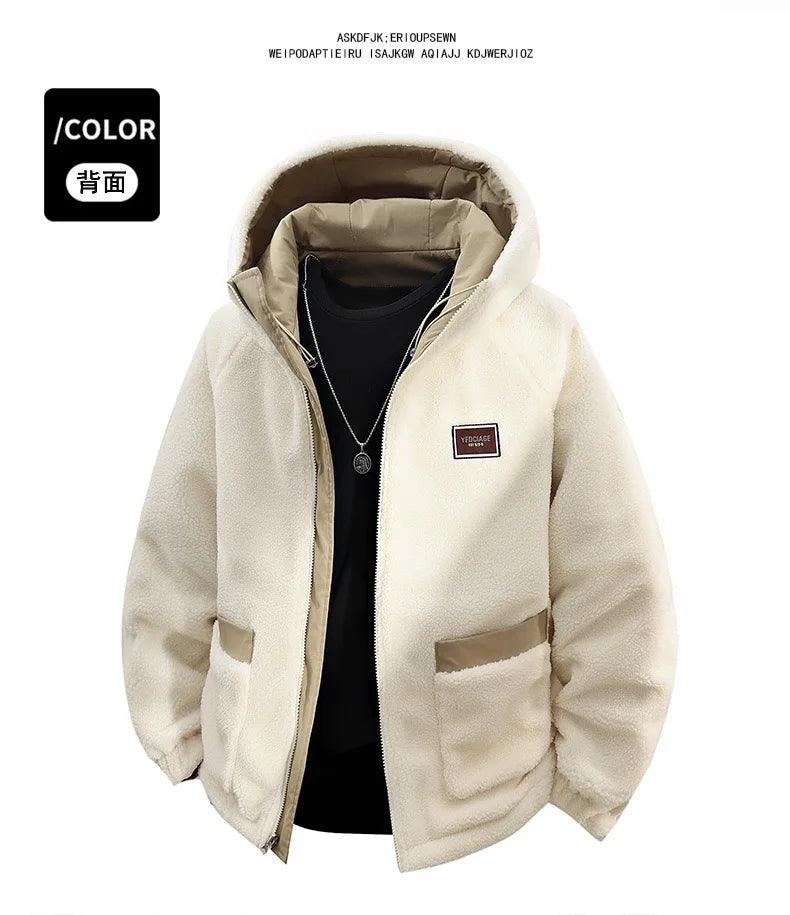 Winter Fashion Trend With Thick Fleece and Warm Hooded Jacket For Men's Casual Loose Sports Plus Large Size High-Quality Jacket