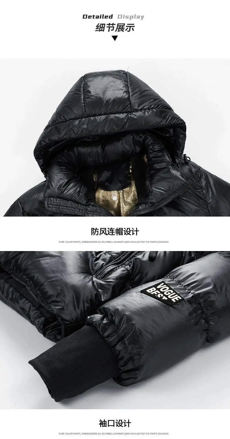 Winter jacket for Boys Girls Down Jacket Black Thickened Zipper Hooded Coat Big Childrens Kids Jacket