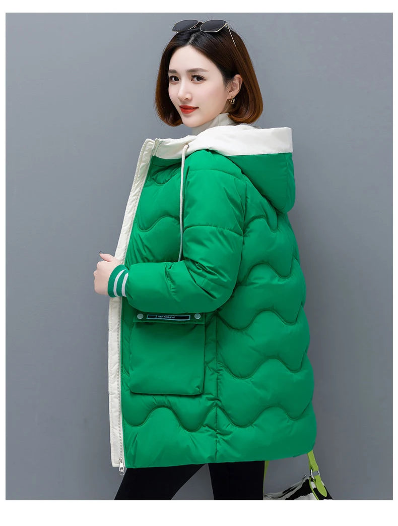 Long Winter Jacket Women Down Cotton Coats 2024 New Cotton Padded Puffer Parka Coat Women Hooded Outwear Thicken Warm Jacket 4XL