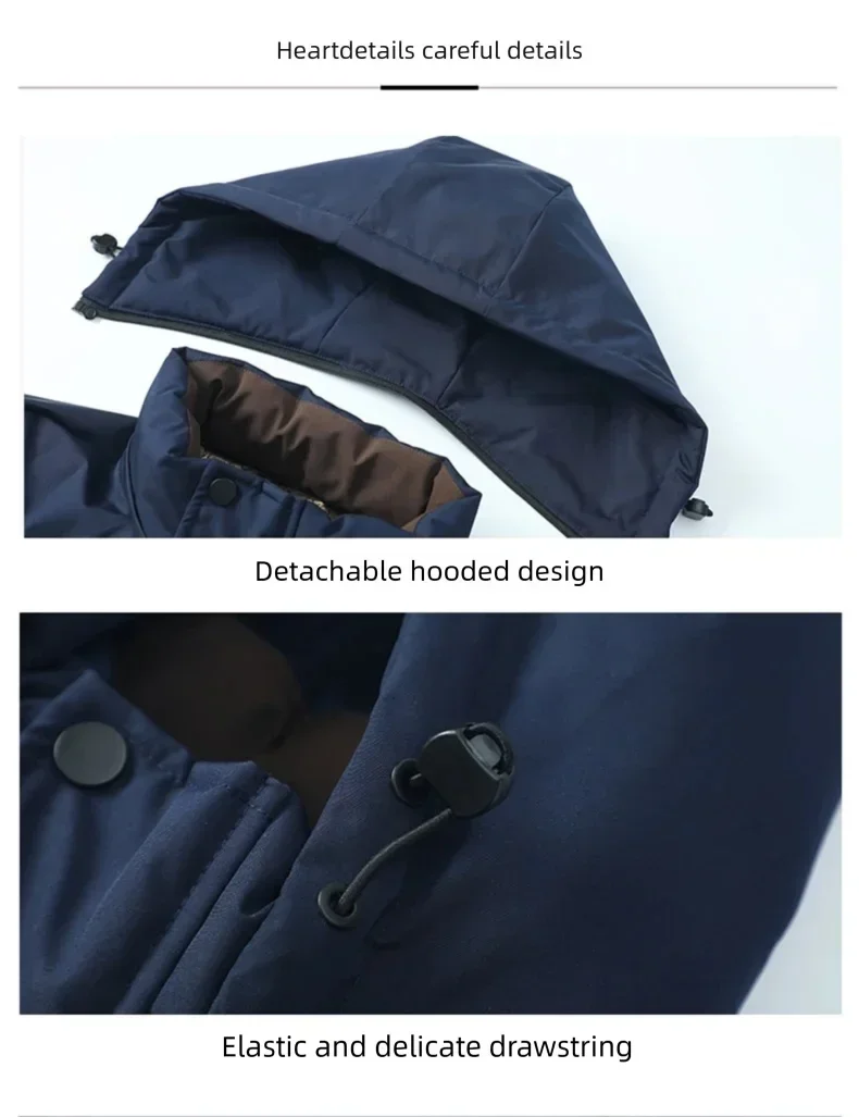 Winter New Fashionable Waterproof  Thick Warm Hooded Cotton Jacket For Men's Casual Loose Retro Sports Jacket