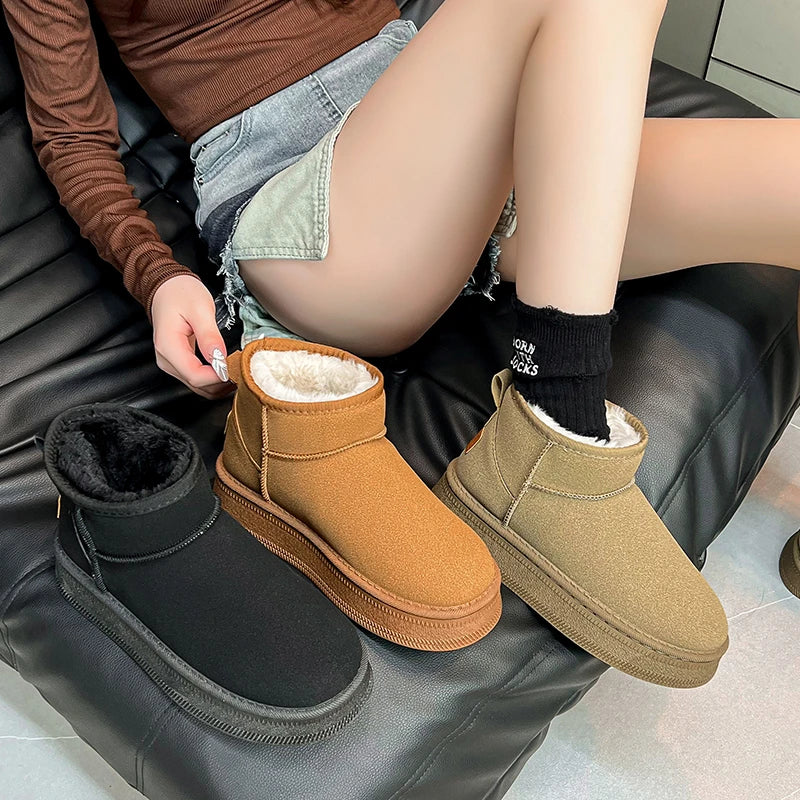 Winter warm cotton shoes for new style, thickened outer wear, slip-on short boots, anti-slip snow ground casual shoes, versatile