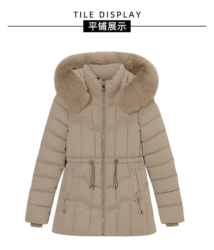 Winter 2025 New Down Jacket Women Parkas Fashion High-Quality Warm Cotton Padded Coat Ladies Short Overcoat Hooded Overwear Tops