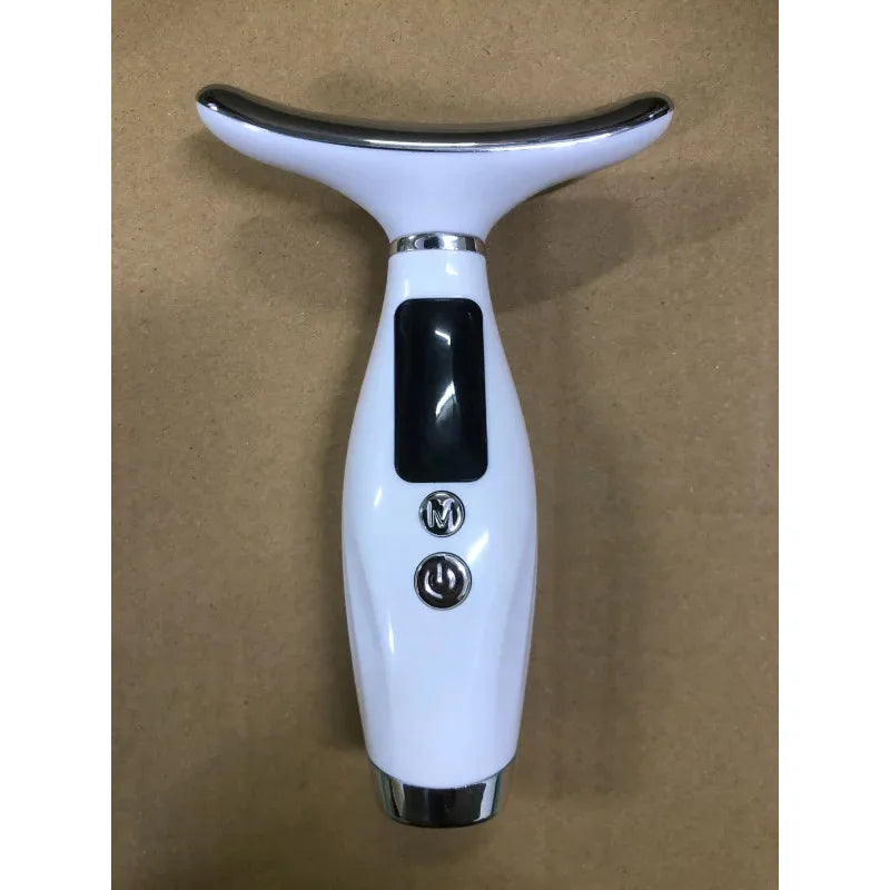 Portable 7 Colors LED Light Therapy Face Neck Massager 3 Gears Adjustable Gentle Vibration Anti Wrinkle Skin Tightening Lifting