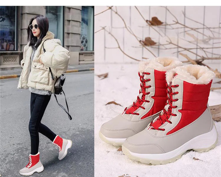 Winter Shoes Waterproof Boots Women Snow Boots Plush Warm Ankle Boots For Women Female Winter Shoes Booties Botas Mujer