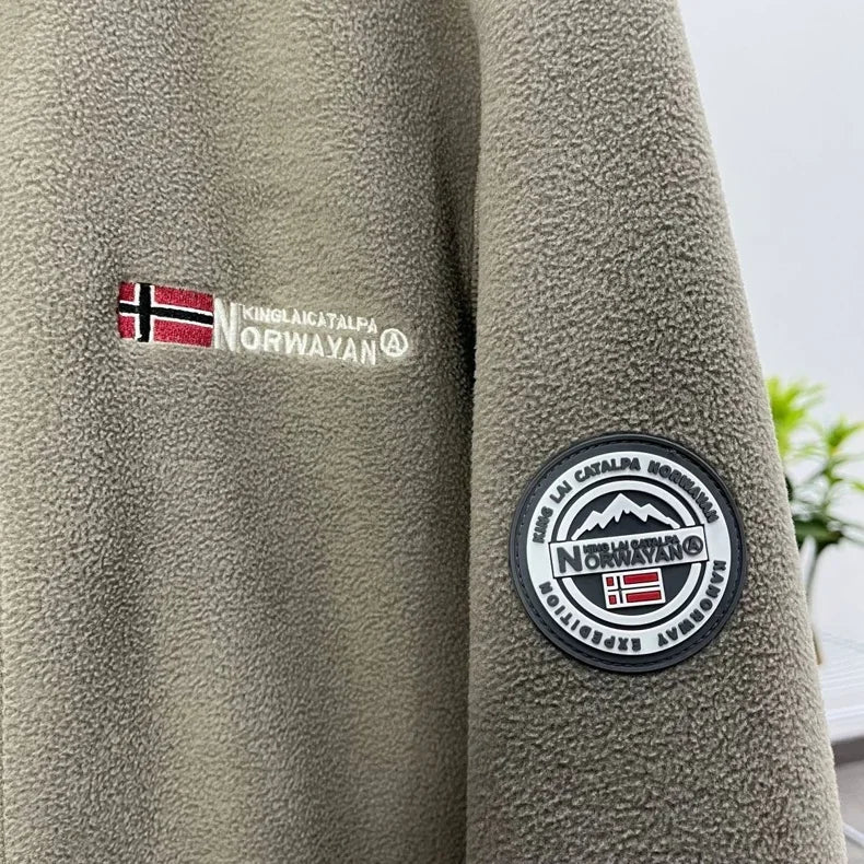 Winter Wool Jacket Men's Mountaineering Double-layer Thick Pocket Jacket Outdoor High Neck Windproof Skiing Sweatshirt Jacket Me