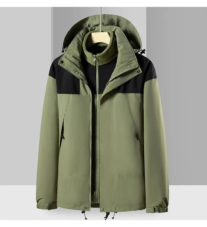 Winter Hiking Jackets Warm Windbreaker Outerwear Waterproof Windproof Jacket Men Skiing Camping Women Coats Hooded Fleece Jacket