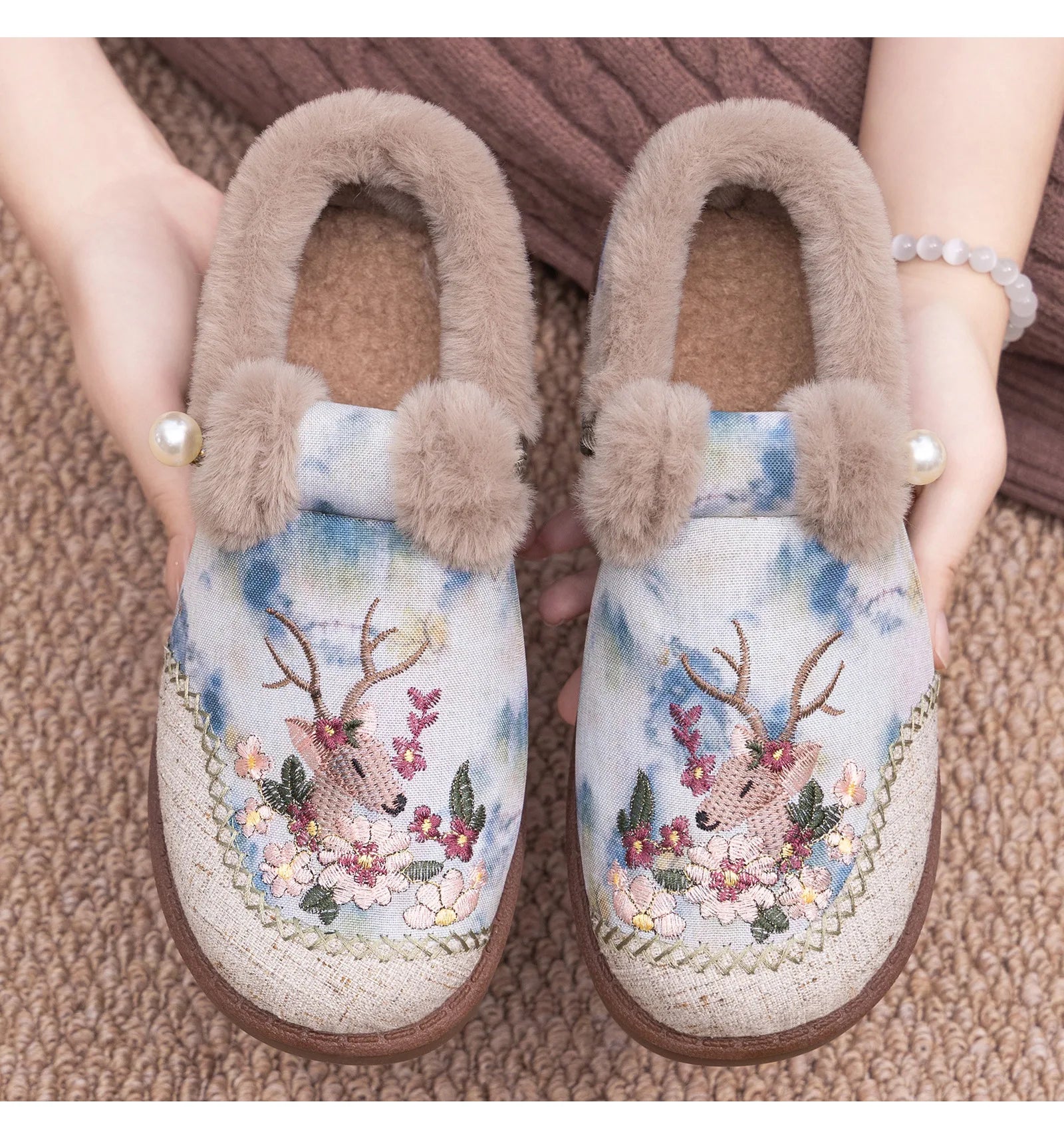 Winter Snow Boots For Women Brand Plus Thick Fur Cotton Shoes Outdoor Warm Footwear Embroidery ladies Ankle Boot Lazy Shoes