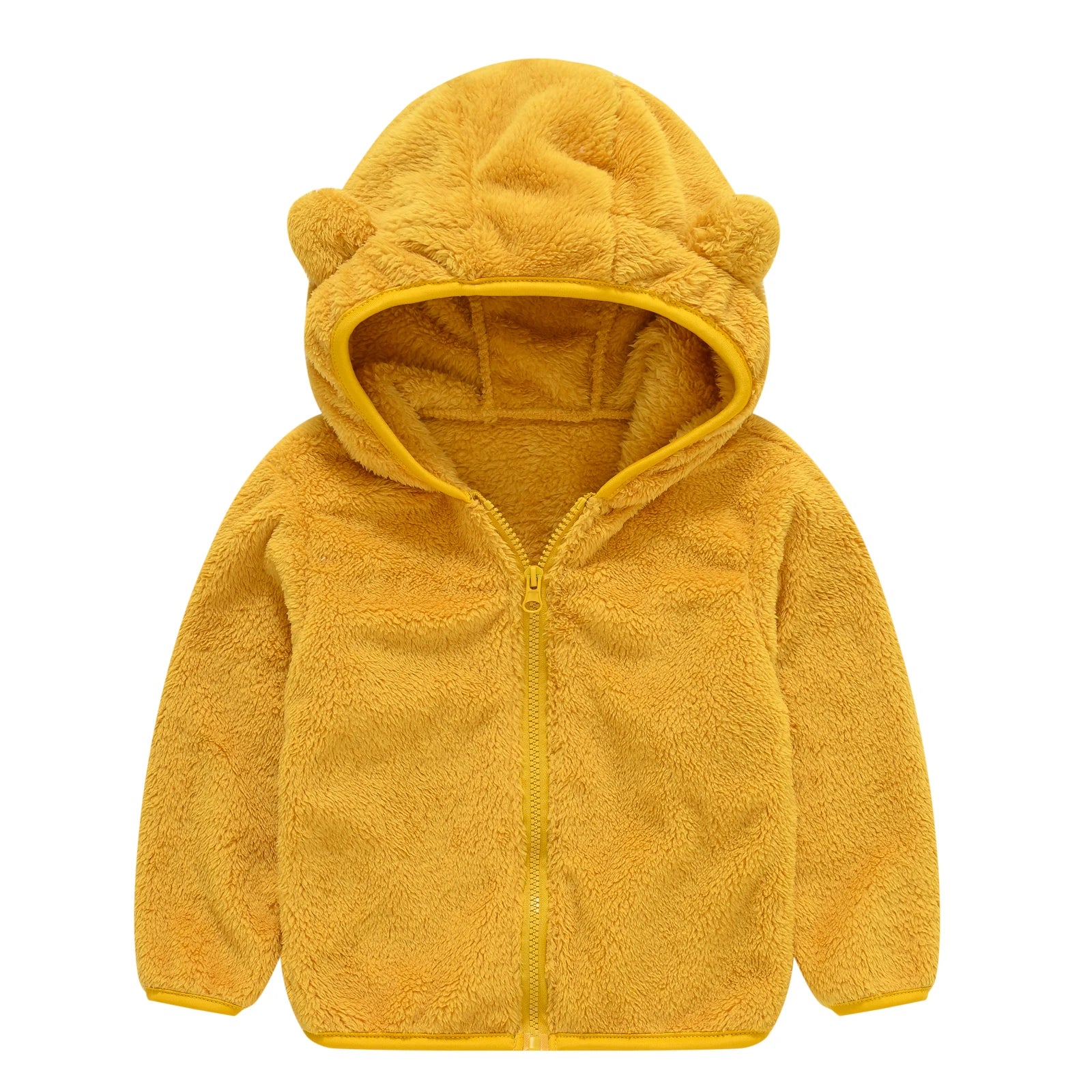 Girls woolen hooded coat solid color zipper coat children's winter clothes