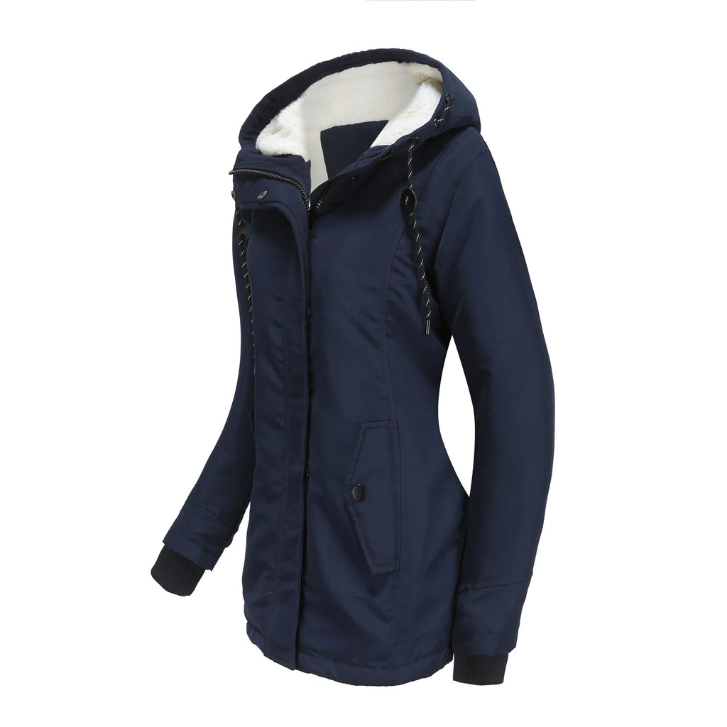 Winter Down Jackets Coats Women Warm Parkas Hooded Waterproof Thick Plush Fleece Lined Female Cotton Puffer Jacket Overcoat AY81