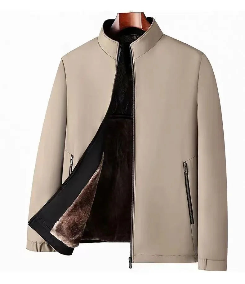 Winter New Fashionable Solid Color Plus Velvet Thick Warm Windproof Jacket for Men's Casual Loose Sports Large Size Jacket L-4XL