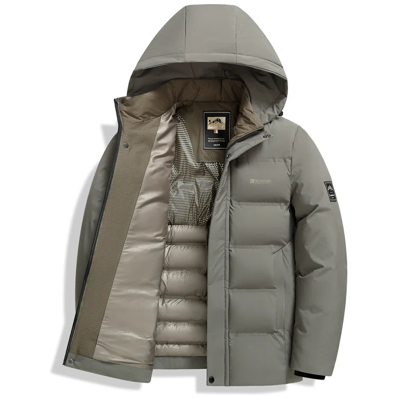 Men's Outdoor Winter Coat Parkas Middle-aged and Elderly Padded Men's Down Warm Padded Jacket Winter Removable Hooded Parkas