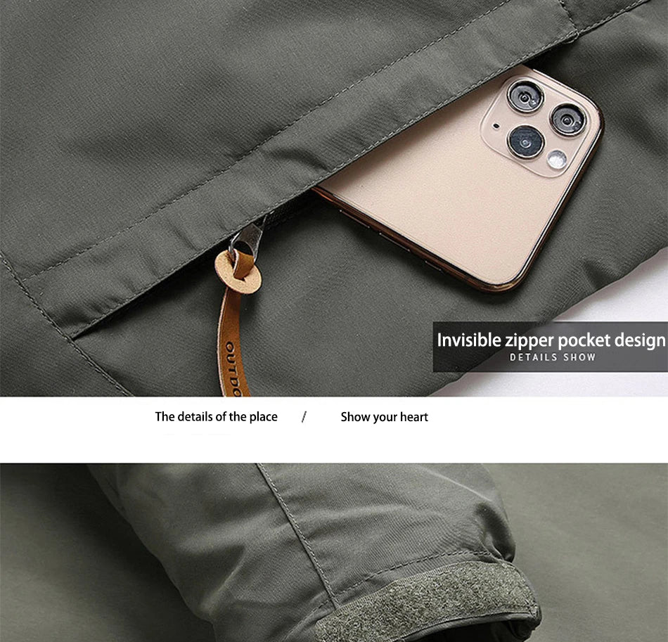 2024 Winter Jacket Fashion Coat Hoodies Camping Hiking Jacket Men's Casual Waterproof Jacket Windbreaker Men Outerwear