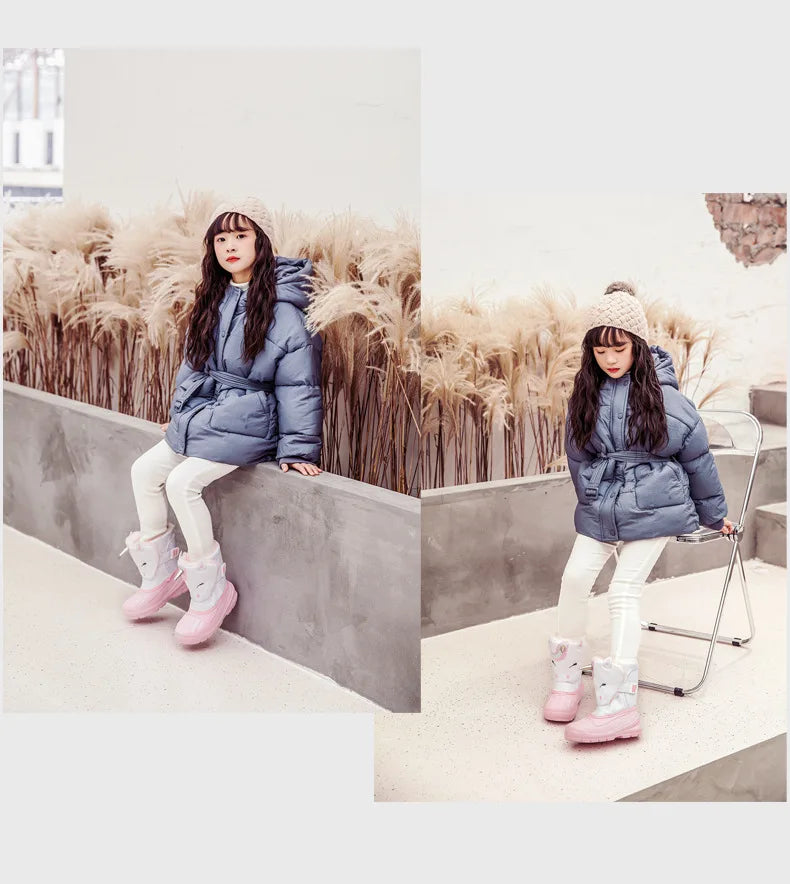 Girls Unicorn Snow Boots Waterproof Slip Resistant Cold Weather Shoes Brand Boy Girls Rubber Boots for Kids Fashion Sneakers