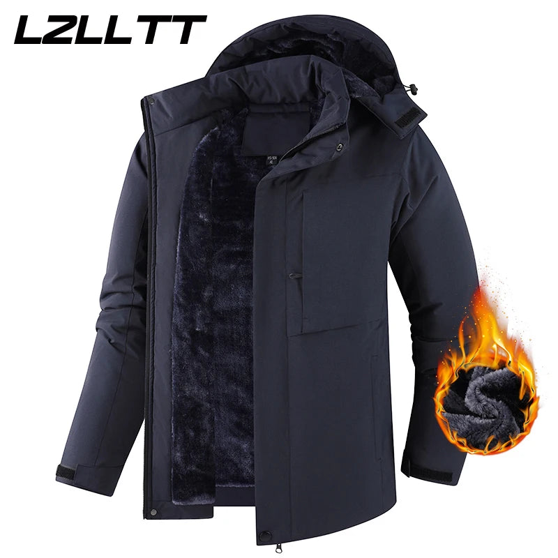 Winter Men Warm Waterproof Jackes Coat Mens Windproof Fleece Thicken Jacket Parkas Man Outdoor Casual Hooded Coat Jackets Male