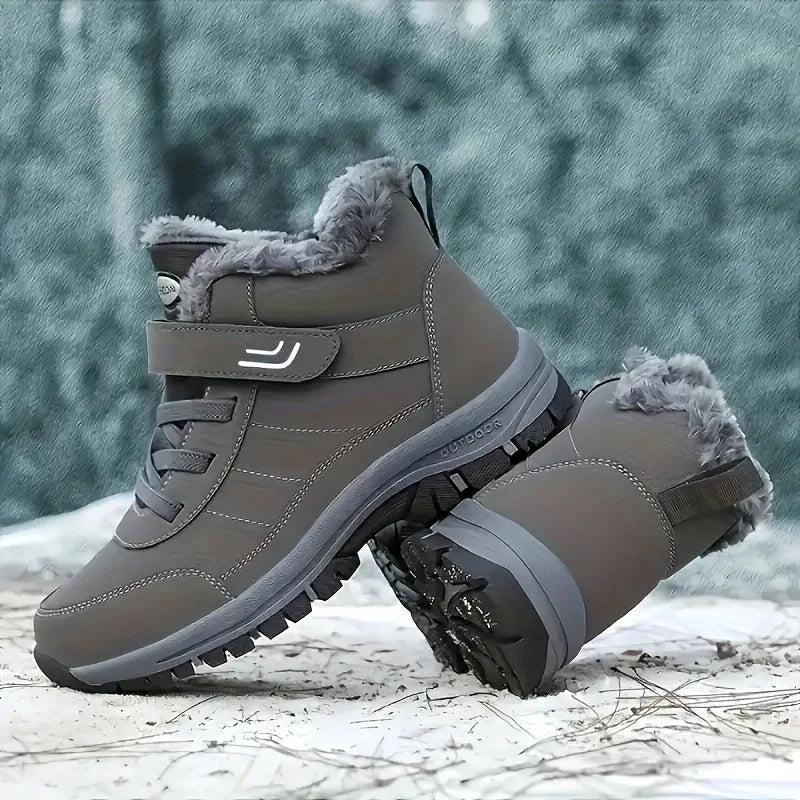 Winter Snow Boots Women Shoes Warm Breathable Hiking Shoes Women Anti-slip Flat Bottom Ankle Boots Short Plush Men Shoes Women