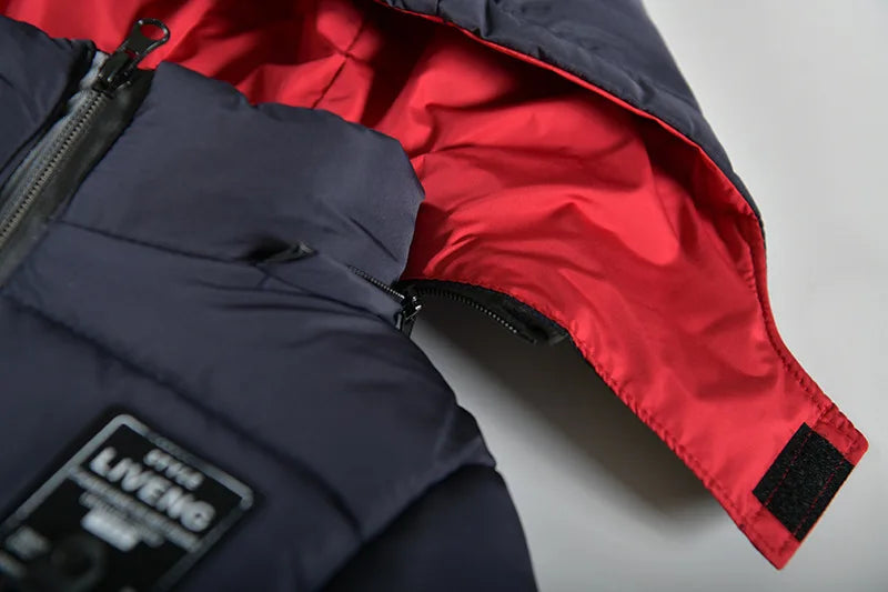 Winter Keep Warm Boys Jacket Letter Printing Fashion Baby Coat Hooded Outerwear Birthday Gift 2 3 4 5 Years Old Kids Clothes