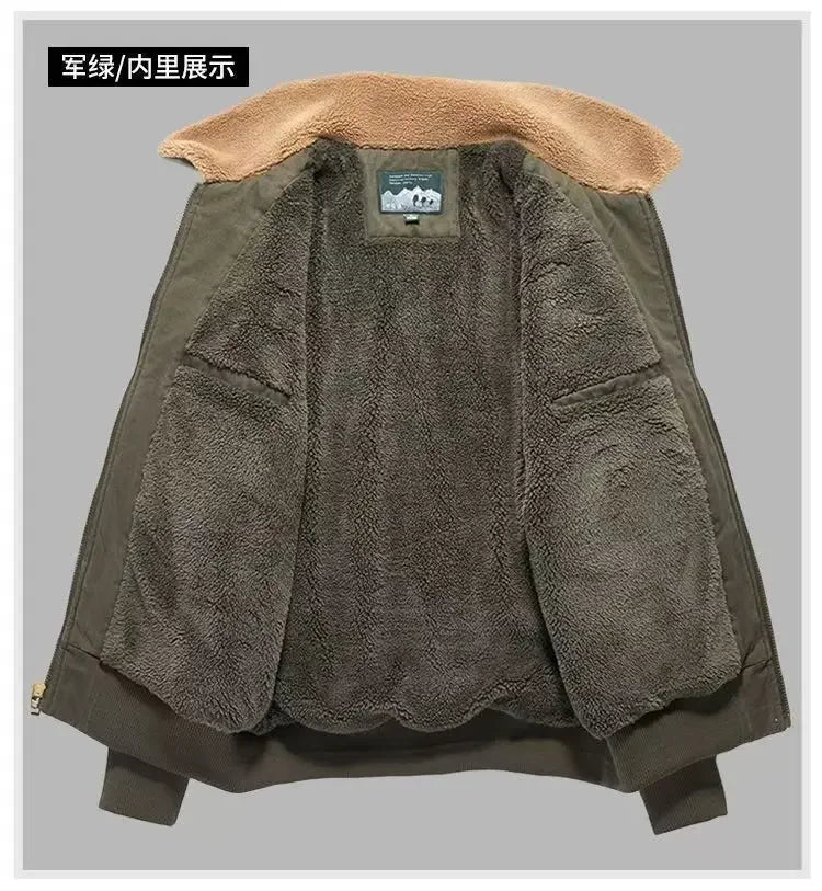 Winter Men's Cargo Jacket Men High-quality Lamb Cashmere Jackets Thickened Warm Coat Fashion Casual Jackets Men Fleece Clothing