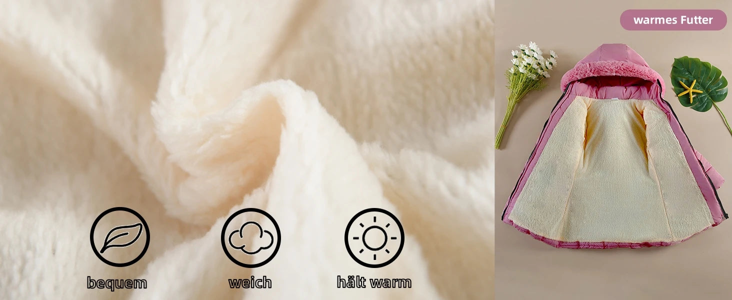 Girls' Winter Jacket with Hood,Children's Winter Coat,Warm Quilted Jacket,Kids Down Cottob Jacket,Outdoor Windproof Puffer Coat