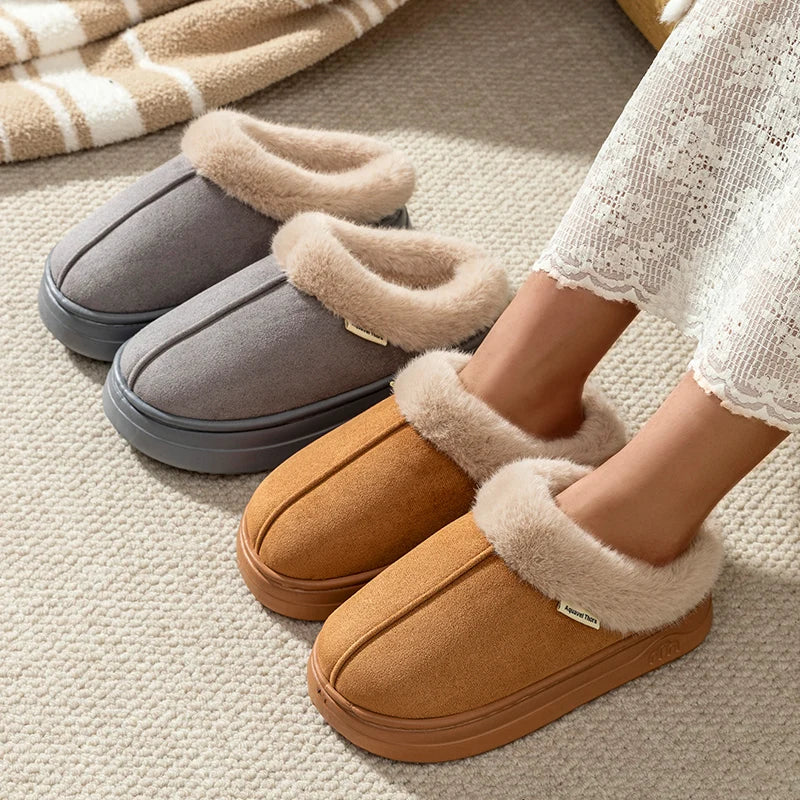 Men's Slippers Warm Outdoor Winter Non-slip Thick Soled Breathable Comfort Fashionable and Casual Shoes Snow Boots for Couples