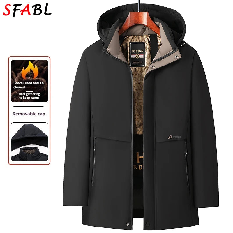 Winter Thermal Warm Fleece Jackets for Men Parka Men Climbing Thicken Jacket Outdoor Windbreak Men's Winter Coats Removable Hood