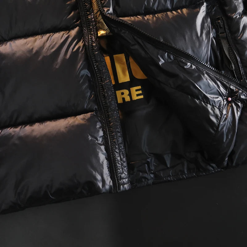 Winter Warm Jacket Men's Trendy Brand Black Gold Bright Waterproof Warm Parka Short Casual Down Cotton Padded Coat man padded