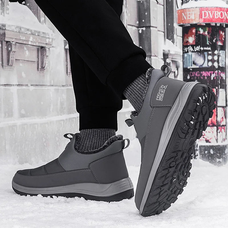 Men Boots Waterproof Winter Lightweight Snow Boots Thick Warm Fur Men Shoes Plus Size Unisex Ankle Boots Slip On Casual Shoes
