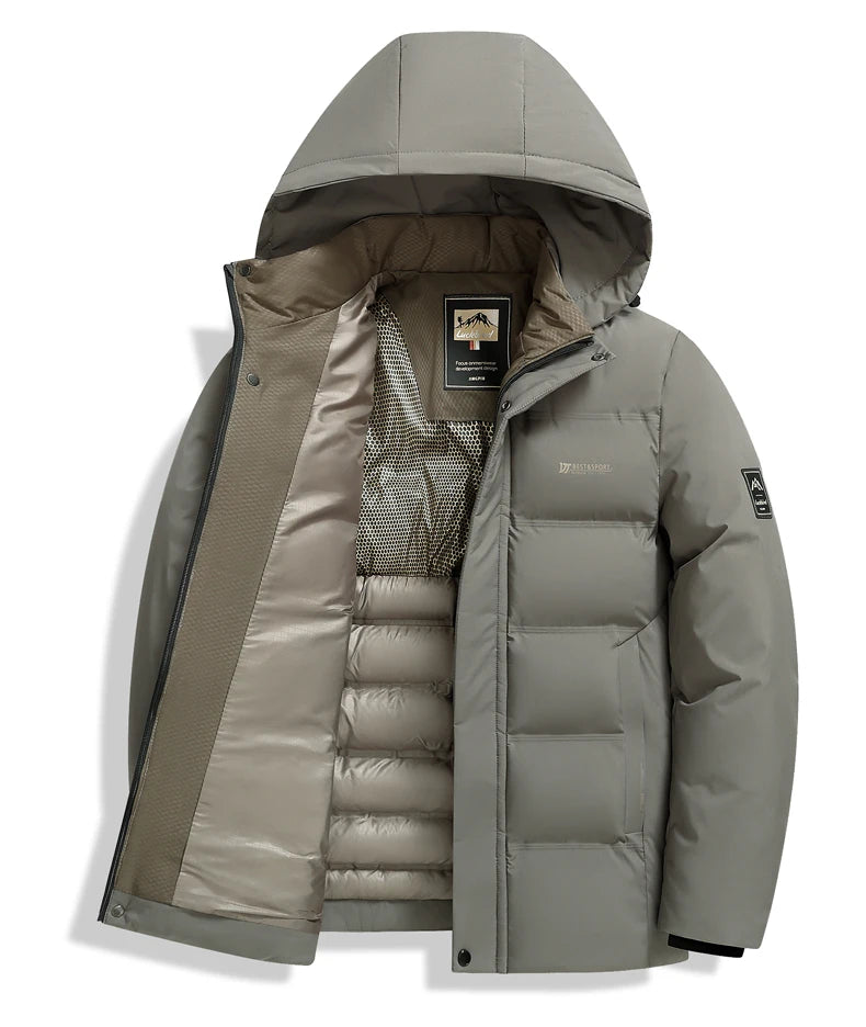 Men's Outdoor Winter Coat Parkas Middle-aged and Elderly Padded Men's Down Warm Padded Jacket Winter Removable Hooded Parkas