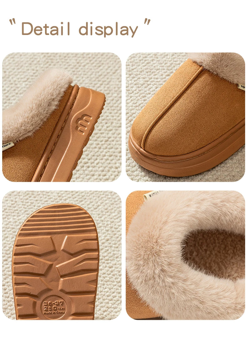 Men's Slippers Warm Outdoor Winter Non-slip Thick Soled Breathable Comfort Fashionable and Casual Shoes Snow Boots for Couples