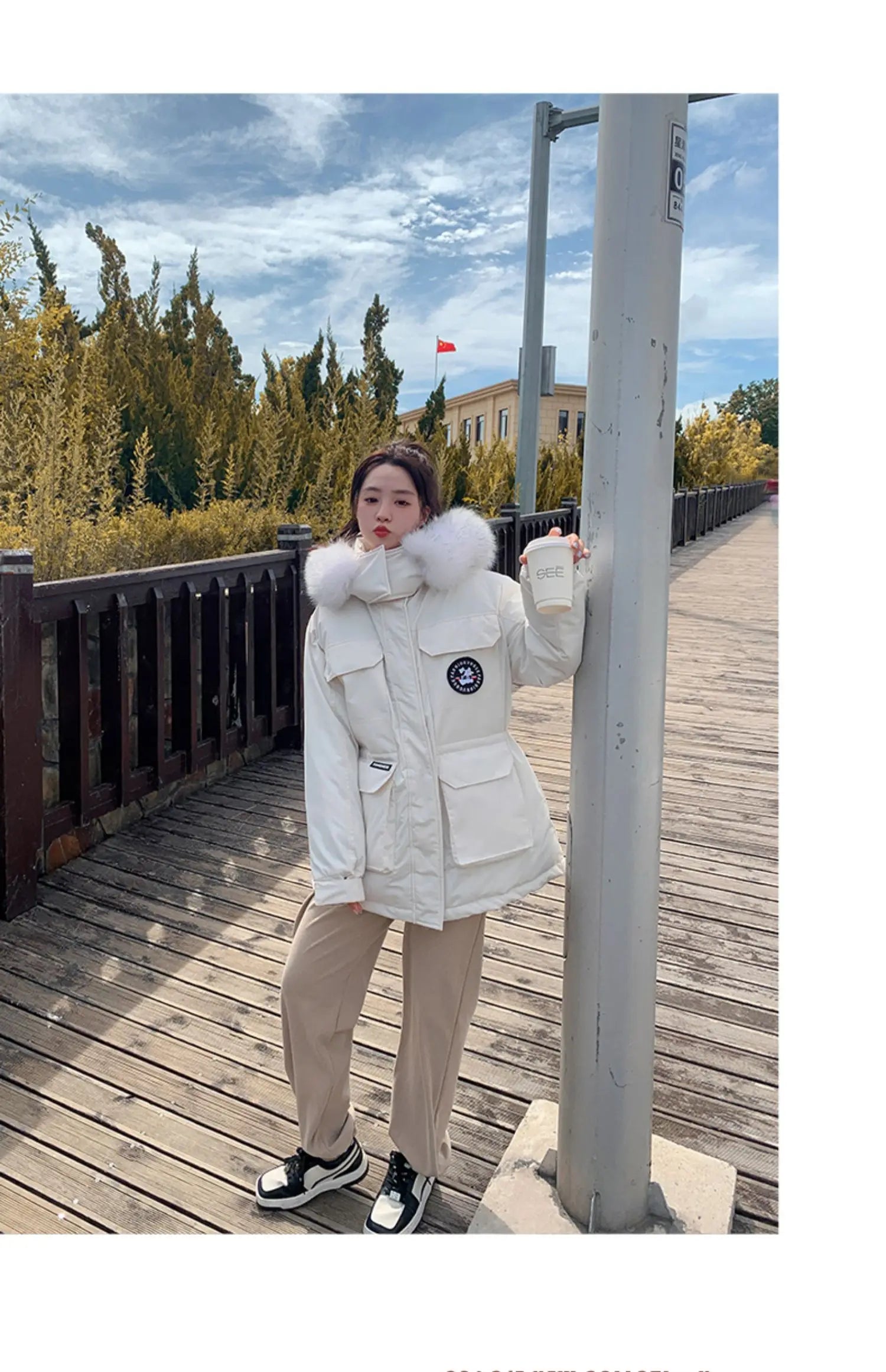 winter new fashion hooded down padded jacket women's thickening winter outdoor snow jacket couple tooling jacket coat