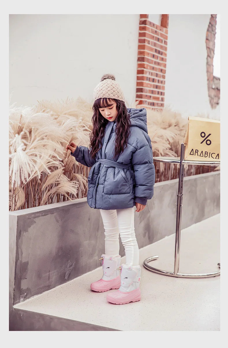 Girls Unicorn Snow Boots Waterproof Slip Resistant Cold Weather Shoes Brand Boy Girls Rubber Boots for Kids Fashion Sneakers