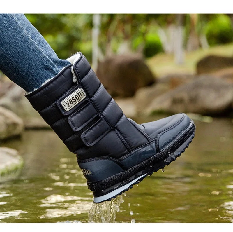 Men's Mid-calf Snow Boots Winter Plush Warm Cotton Boot Fashion Casual High Top Boots for Men Non-slip Platform Boots Big Size47