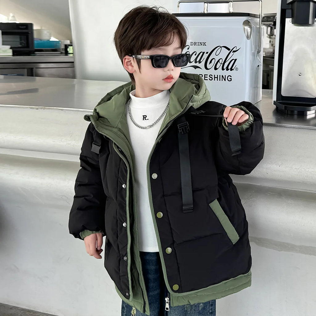 Winter Boys Coat Children Thickened Down Jacket  New 2025 Kids Hooded Casual Cotton Clothing Autumn Warm Fashion Snowears