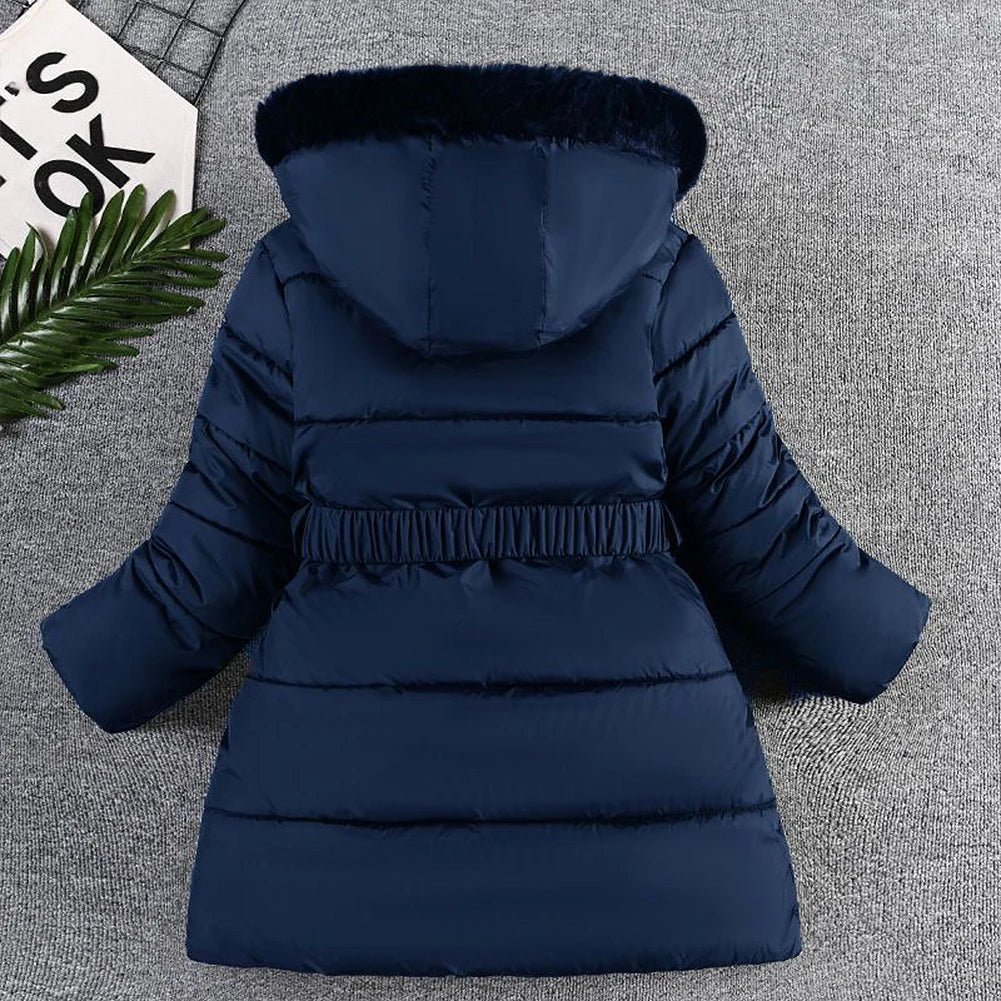 Girls' Winter Jacket with Hood,Children's Winter Coat,Warm Quilted Jacket,Kids Down Cottob Jacket,Outdoor Windproof Puffer Coat