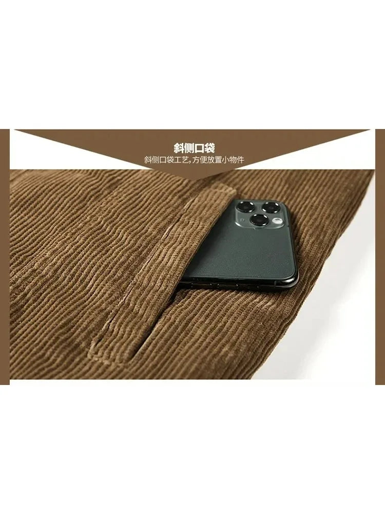 Male Cotton Jackets Padded Warm Loose Parka Coat Corduroy Short Jacket Man Solid Fur Collar Windbreaker Winter Men Fleece Jacket