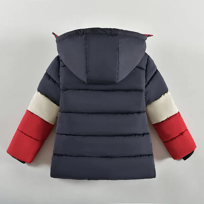 Boys' Letter Print Hooded Winter Coat