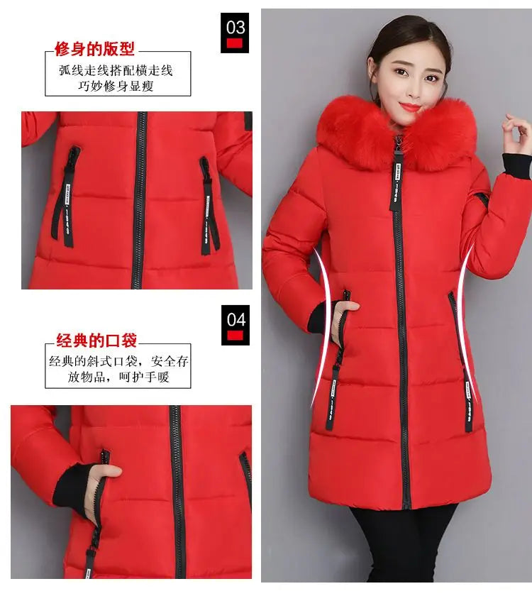 Winter Coat 2025 New Women's Thick Cotton Jacket Women Hooded Coat Medium long Casual Student Jackets Female Warm Parka Overcoat