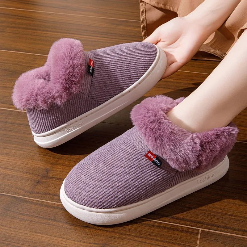 Winter Women Shoes Casual House Shoes for Men 2025 Outdoor Warm Cotton Shoes for Women Indoor Plush Padded Slippers Female