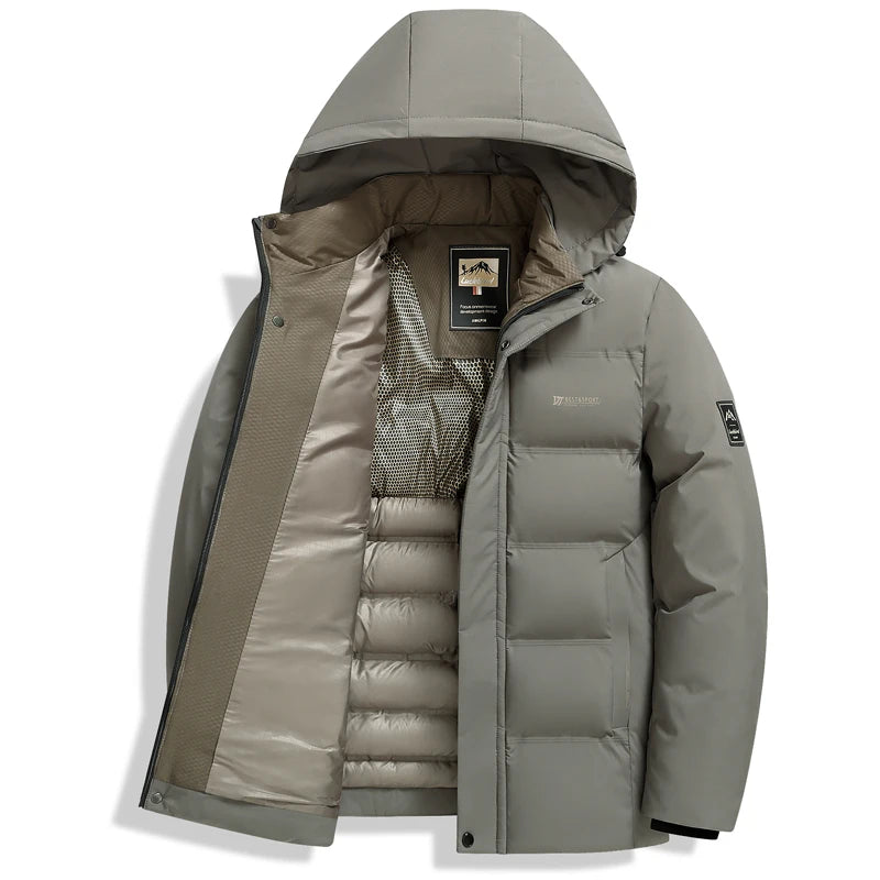 Men's Outdoor Winter Coat Parkas Middle-aged and Elderly Padded Men's Down Warm Padded Jacket Winter Removable Hooded Parkas
