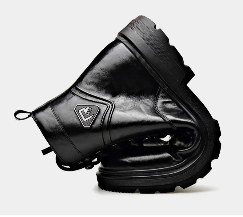 Autumn Winter Side Zipper Genuine Leather Boots for Men Fashion Casual Warm Cotton Work Shoes Man New Designer Ankle Boots Male