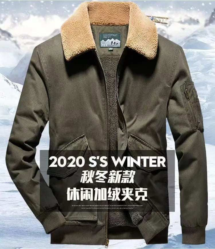 Winter Men's Cargo Jacket Men High-quality Lamb Cashmere Jackets Thickened Warm Coat Fashion Casual Jackets Men Fleece Clothing