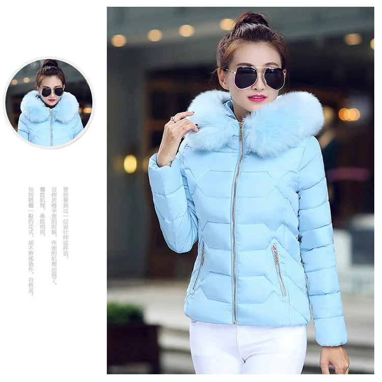 Autumn Winter Women Short Cotton Coat 2025 New Women Cotton Coat Large Fur Collar Parkas Large Size Women'S Cotton Padded Jacket