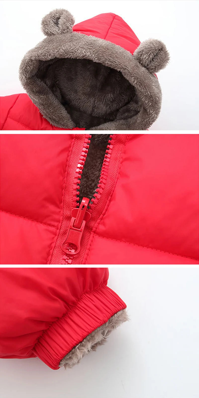 Winter Kids Thick Jacket Boys Girls Cotton-Padded Cashmere Hooded Coat Chilren Fleece Warm Outerwear Clothing for 2 3 4 5 6Years