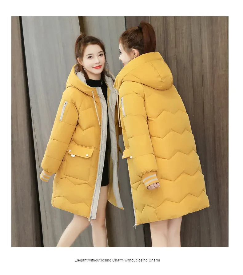 Winter Women Jacket Coats Long Parkas Female Down Cotton Hooded Overcoat Thick Warm Jackets Windproof Casual Student Coat Parka
