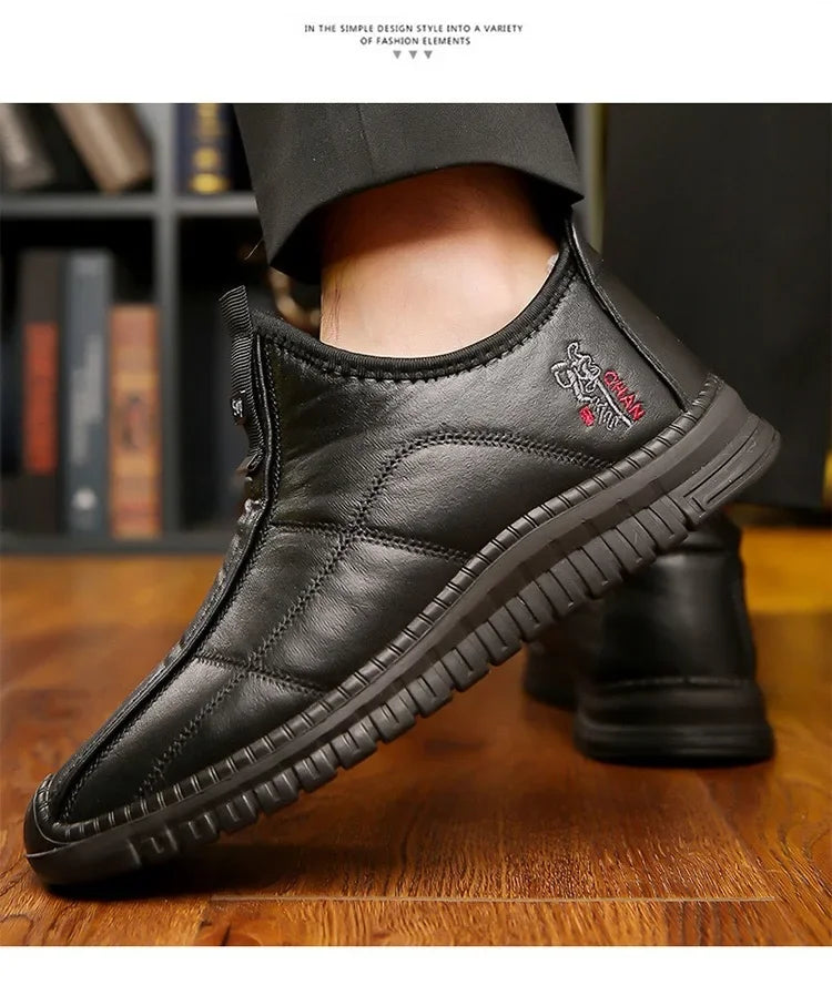 Winter men's boots are warm waterproof non slip thick walking boots, and oversized work shoes for men aged 38-48 platform boots