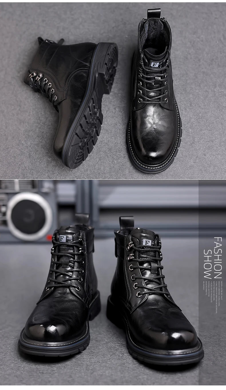 Leather Shoes Loafers Soft and Comfortable Ankle Boots Shoes for Men Wear-resistant All-match Mid-top Work Wear Fashion New